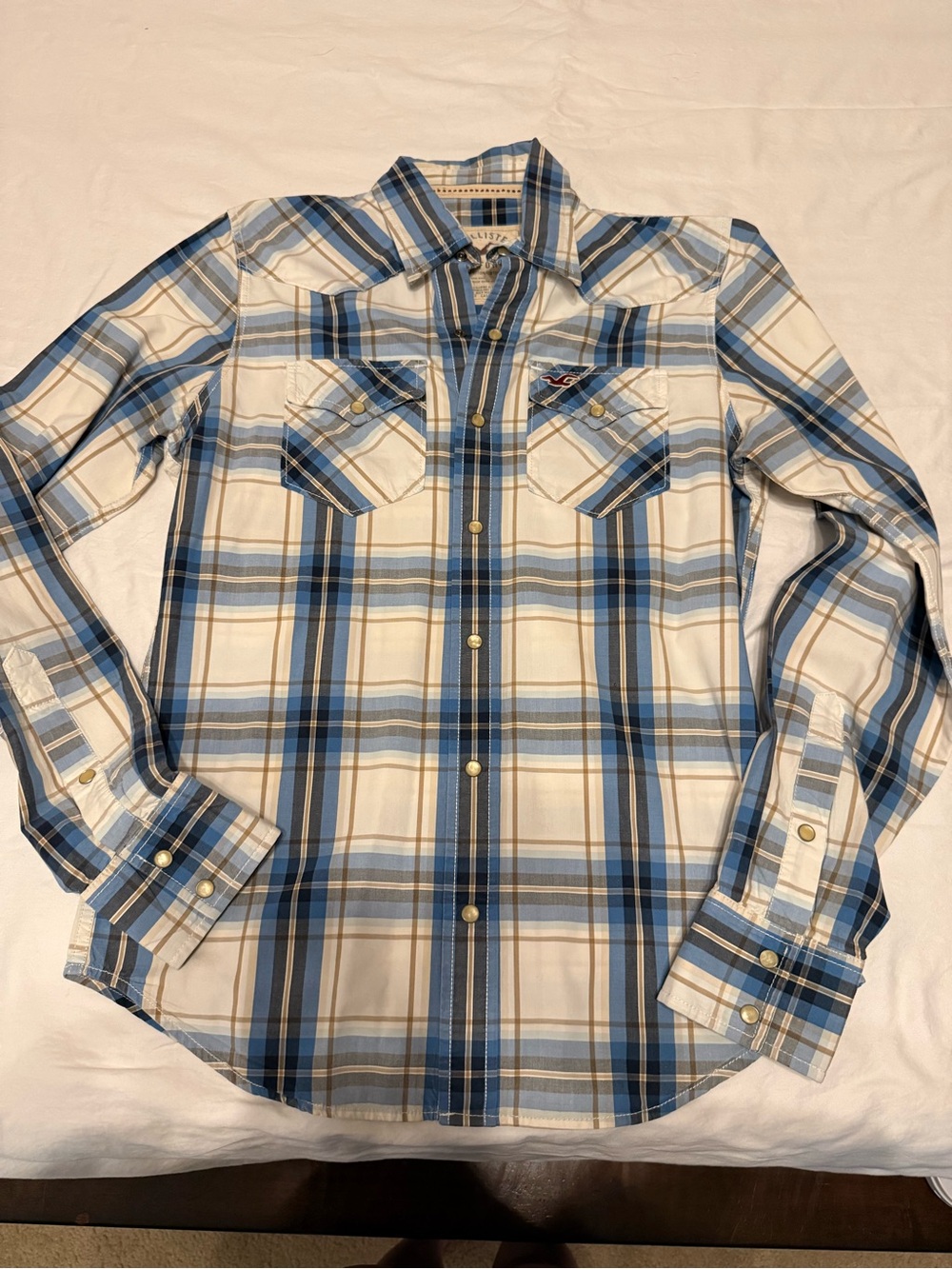 Men's Hollister Blue Plaid Button-Up Shirt